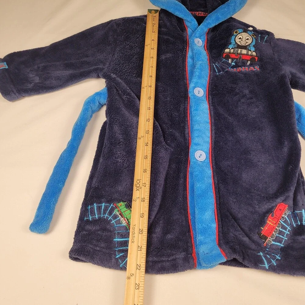 Thomas & Friends Bath Robe Boys 3T Blue Hood Fleece Belt 2007 Train Tank Engine